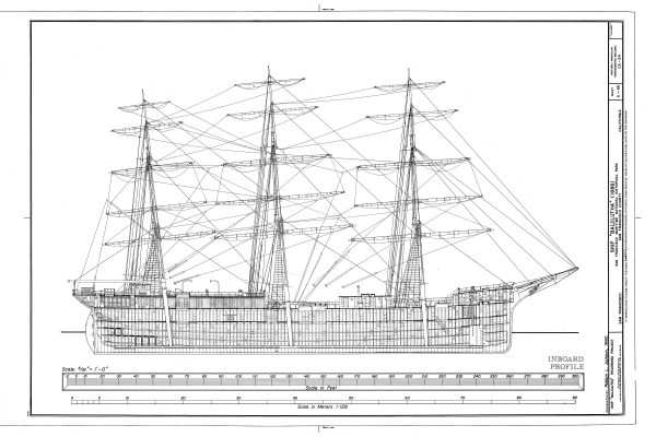 1886 Sail Ship Balclutha Blueprint - Ship Blueprint, Ship Drawing, Boat Blueprint, Old Ship Blueprint, Sail Ship Poster, Coast Guard Cutter