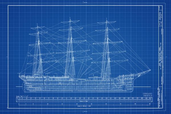 1886 Sail Ship Balclutha Blueprint - Ship Blueprint, Ship Drawing, Boat Blueprint, Old Ship Blueprint, Sail Ship Poster, Coast Guard Cutter