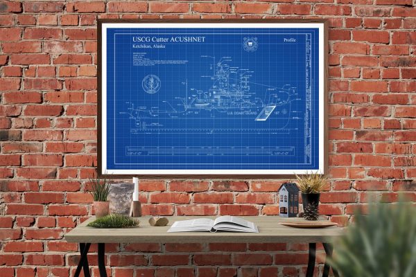 USCGC Acushnet Blueprint 1943 - Ship Blueprint, Ship Drawing, Boat Blueprint, Old Ship Blueprint, Sail Ship Poster, Coast Guard Cutter