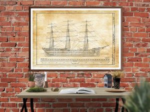 1886 Sail Ship Balclutha Blueprint – Ship Blueprint, Ship Drawing, Boat Blueprint, Old Ship Blueprint, Sail Ship Poster, Coast Guard Cutter