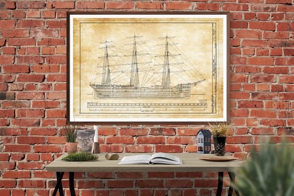 1886 Sail Ship Balclutha Blueprint - Ship Blueprint, Ship Drawing, Boat Blueprint, Old Ship Blueprint, Sail Ship Poster, Coast Guard Cutter