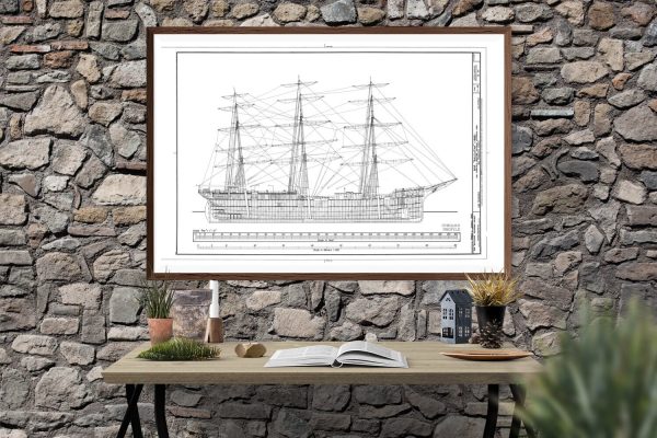 1886 Sail Ship Balclutha Blueprint - Ship Blueprint, Ship Drawing, Boat Blueprint, Old Ship Blueprint, Sail Ship Poster, Coast Guard Cutter