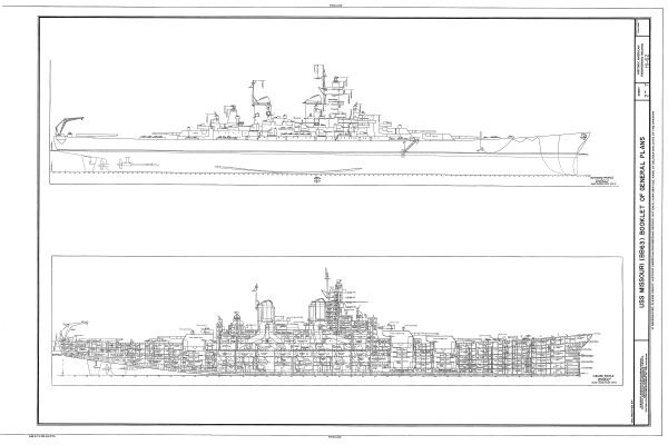 USS Missouri Blueprint - Navy Ship Blueprint, Ship Drawing, Battleship Blueprint, Old Ship Blueprint, Navy Ship Poster, Warship Blueprint