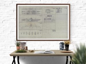 USS G-1 Submarine Blueprint – Nautical Poster, Ship Blueprint, Submarine Drawing, Torpedo Boat Blueprint, Old Sub Blueprint, Navy Blueprint