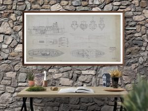 1895 USS Guthrie Blueprint – Ship Blueprint, Ship Drawing, Boat Blueprint, Old Ship Blueprint, Ship Poster, Coast Guard Revenue Cutter