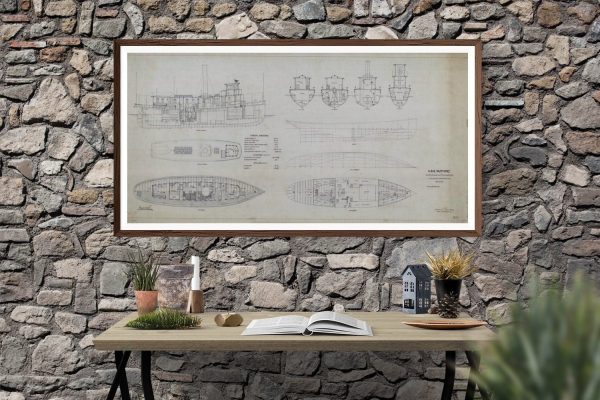 1895 USS Guthrie Blueprint - Ship Blueprint, Ship Drawing, Boat Blueprint, Old Ship Blueprint, Ship Poster, Coast Guard Revenue Cutter