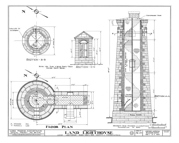 Erie Land Lighthouse Blueprint - Erie Land Light, Nautical Poster, Beach House Decor, Lighthouse Poster Print, Old Presque Isle Lighthouse