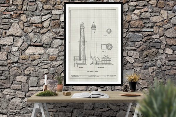 Pensacola Light Lighthouse Blueprint - Lighthouse Print, Maritime Poster, Beach House Decor, Lighthouse Poster, Pensacola Bay Lighthouse