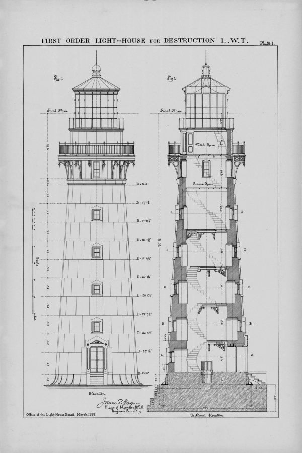 Destruction Island Lighthouse Blueprint - Lighthouse Print, Nautical Poster, Beach House Decor, Lighthouse Poster, Washington Lighthouses