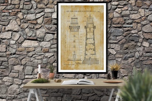 Destruction Island Lighthouse Blueprint - Lighthouse Print, Nautical Poster, Beach House Decor, Lighthouse Poster, Washington Lighthouses