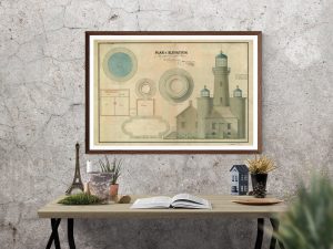 Matinicus Rock Lighthouse Blueprint – Maine Lighthouse, Lighthouse Print, Maritime Poster, Beach House Decor, Lighthouse Poster