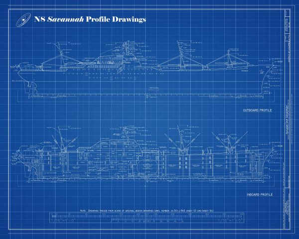 NS Savannah Ship Blueprint - Ship Blueprint, Ship Drawing, Boat Blueprint, Old Ship Blueprint, Ship Poster, Nuclear Ship Savannah