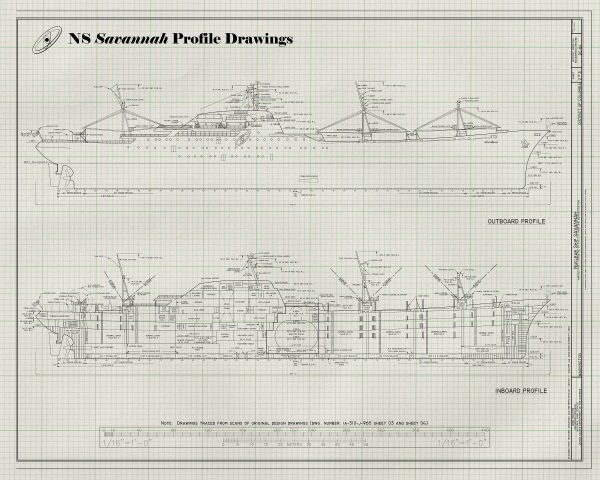 NS Savannah Ship Blueprint - Ship Blueprint, Ship Drawing, Boat Blueprint, Old Ship Blueprint, Ship Poster, Nuclear Ship Savannah