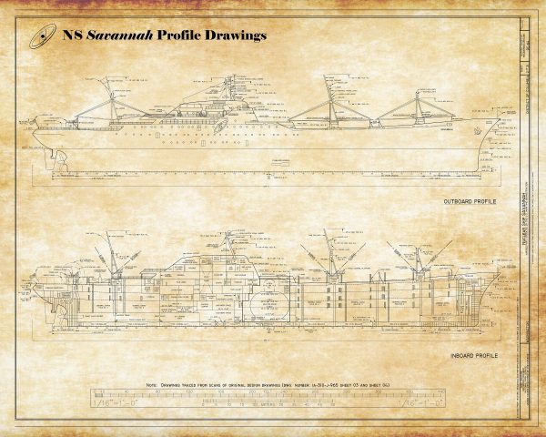 NS Savannah Ship Blueprint - Ship Blueprint, Ship Drawing, Boat Blueprint, Old Ship Blueprint, Ship Poster, Nuclear Ship Savannah