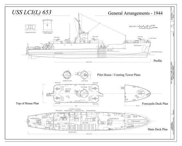 Navy Landing Craft Blueprint - Ship Blueprint, Ship Drawing, Boat Blueprint, Old Ship Blueprint, Ship Poster, Warship Blueprint, Navy LCI