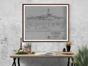 USS Eagle Blueprint – Ship Blueprint, Ship Drawing, Navy Patrol Craft Blueprint, Old Ship Blueprint, Ship Poster, Warship Blueprint