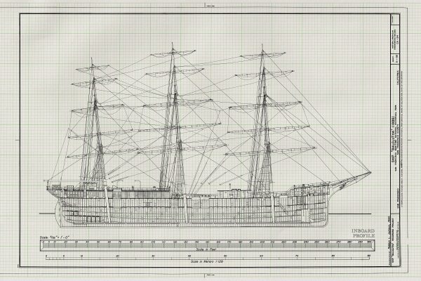 1886 Sail Ship Balclutha Blueprint - Ship Blueprint, Ship Drawing, Boat Blueprint, Old Ship Blueprint, Sail Ship Poster, Coast Guard Cutter