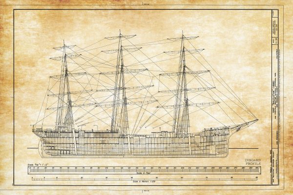 1886 Sail Ship Balclutha Blueprint - Ship Blueprint, Ship Drawing, Boat Blueprint, Old Ship Blueprint, Sail Ship Poster, Coast Guard Cutter