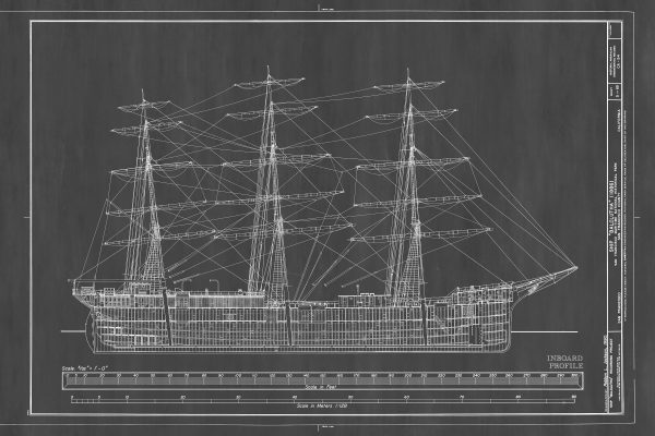 1886 Sail Ship Balclutha Blueprint - Ship Blueprint, Ship Drawing, Boat Blueprint, Old Ship Blueprint, Sail Ship Poster, Coast Guard Cutter