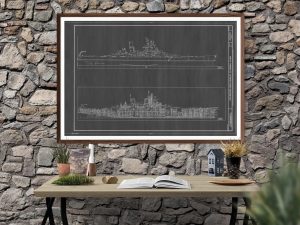 USS Missouri Blueprint – Navy Ship Blueprint, Ship Drawing, Battleship Blueprint, Old Ship Blueprint, Navy Ship Poster, Warship Blueprint