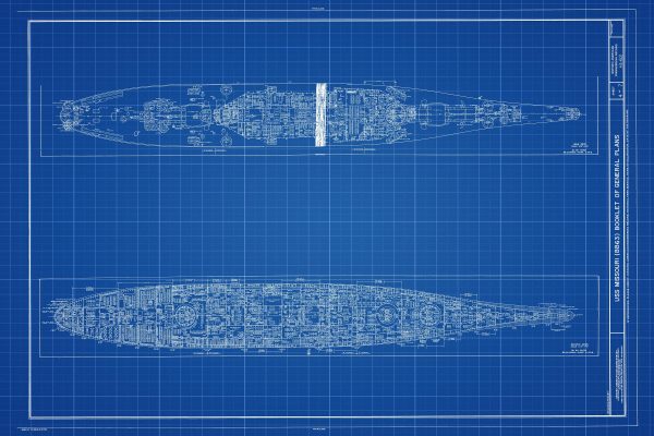 USS Missouri Top View Blueprint, Navy Ship Blueprint, Ship Drawing, Battleship Blueprint, Old Ship Blueprint, Warship Blueprint, Ship Poster