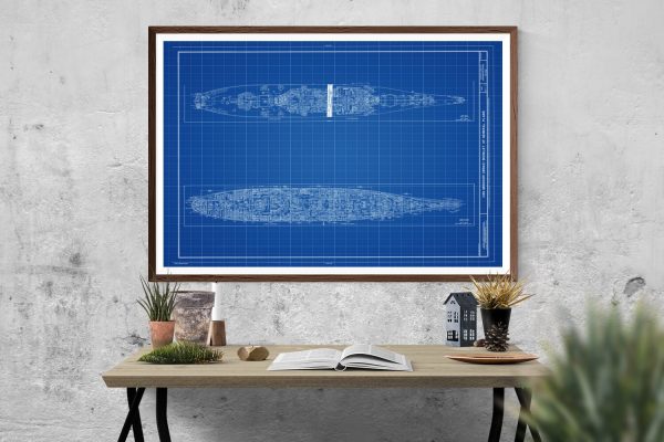 USS Missouri Top View Blueprint, Navy Ship Blueprint, Ship Drawing, Battleship Blueprint, Old Ship Blueprint, Warship Blueprint, Ship Poster