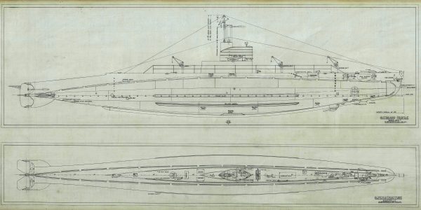 USS H-4 Submarine Blueprint - Submarine Drawing, Nautical Poster, Ship Blueprint, Battleship Blueprint, Old Sub Blueprint, Navy Blueprint