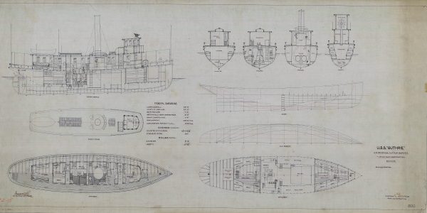 1895 USS Guthrie Blueprint - Ship Blueprint, Ship Drawing, Boat Blueprint, Old Ship Blueprint, Ship Poster, Coast Guard Revenue Cutter