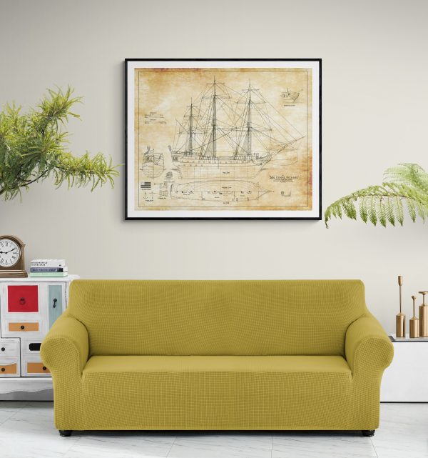 Bonne Homme Richard Sail Ship Blueprint 1765 - Ship Blueprint, Sail Ship Drawing, Boat Blueprint, Old Ship Blueprint, Sail Ship Poster