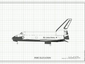 Space Shuttle Discovery Port Elevation Blueprint Poster- Discovery Shuttle Elevation Drawing, Astronaut Poster, NASA Space Shuttle Poster