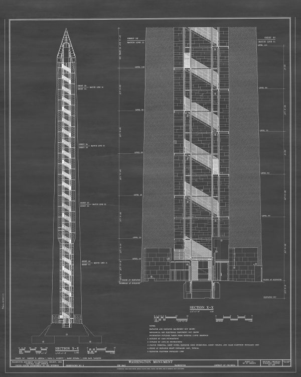 Washington Monument Blueprint - Washington Monument Drawing, Washington DC Architecture, President Art, Home Decor, Blueprint Décor