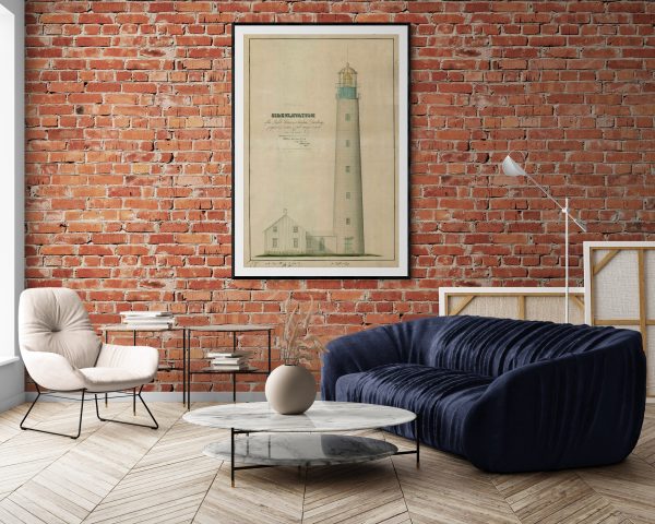 Petit Manan Island Lighthouse Elevation Drawing - Maine Lighthouse, Lighthouse Print, Maritime Poster, Beach House Decor, Lighthouse Poster