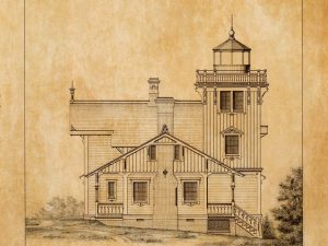 East Brother Island Lighthouse Elevation Drawing – California Lighthouse, Lighthouse Print, Beach House Décor, Point San Pablo Lighthouse