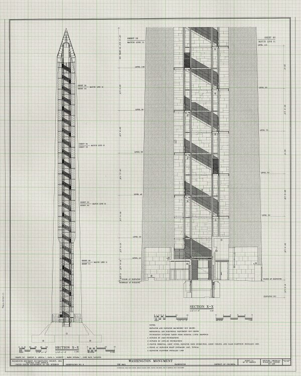 Washington Monument Blueprint - Washington Monument Drawing, Washington DC Architecture, President Art, Home Decor, Blueprint Décor