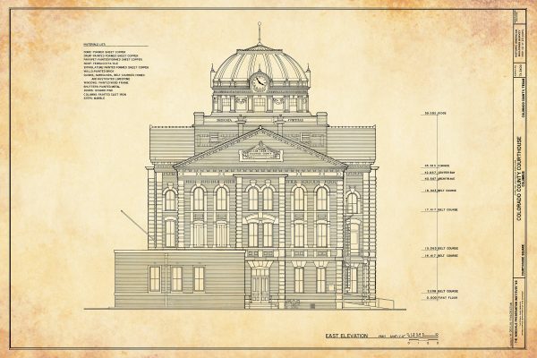 Colorado County Courthouse Elevation Drawing - Court Blueprint, Columbia Colorado Drawing, Law Firm Décor, Blueprint Decor, Lawyer Gift