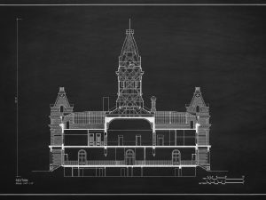 Livingston County Courthouse Blueprint Drawing – Court Blueprint, Illinois Courthouse Drawing, Law Firm Décor, Blueprint Decor, Lawyer Gift