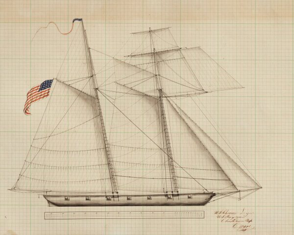 US Schooner Lynx Drawing Blueprint - Ship Blueprint, Ship Drawing, Battleship Blueprint, Old Ship Blueprint Poster, Warship Blueprint