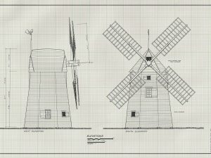 Gardiners Island Windmill Elevation Drawing – 1795 Windmill Poster, Windmill Blueprint, Cabin Decor, New York Windmill, Historic Building