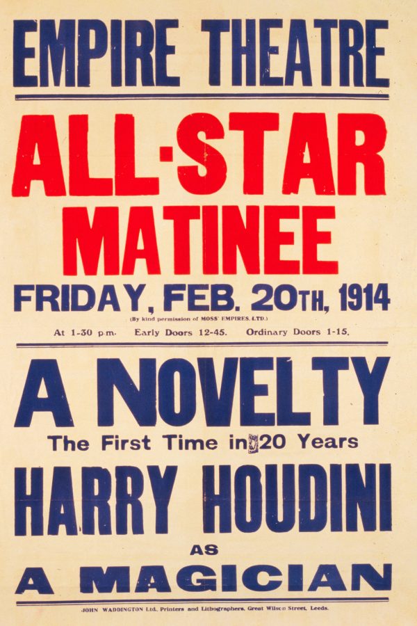 Houdini Matinee Show 1914 Poster - Magic Poster, Magician Art, Illusionist Poster, Magic Show Poster, Illusion, Vaudeville Poster