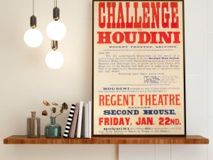 Houdini Challenge Show Poster – Magic Poster, Magician Art, Illusionist Poster, Magic Show Poster, Illusion, Vaudeville Poster, Houdini Show