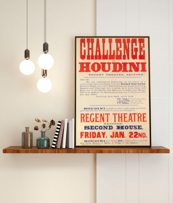 Houdini Challenge Show Poster - Magic Poster, Magician Art, Illusionist Poster, Magic Show Poster, Illusion, Vaudeville Poster, Houdini Show