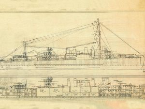 USS Gillis Blueprint Drawing – Navy Ship Blueprint, Battleship Blueprint, Old Ship Blueprint, Navy Ship Poster, Warship Blueprint