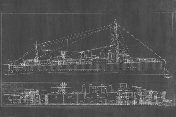 USS Gillis Blueprint Drawing - Navy Ship Blueprint, Battleship Blueprint, Old Ship Blueprint, Navy Ship Poster, Warship Blueprint