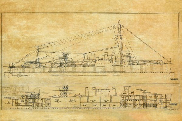 USS Gillis Blueprint Drawing - Navy Ship Blueprint, Battleship Blueprint, Old Ship Blueprint, Navy Ship Poster, Warship Blueprint