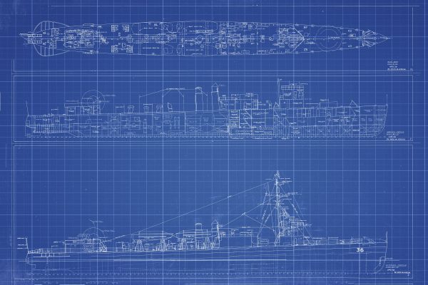 USS Greene Blueprint Drawing - Navy Ship Blueprint, Battleship Blueprint, Old Ship Blueprint, Navy Ship Poster, Warship Blueprint