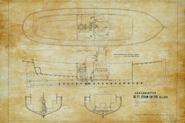 USS Lancaster Civil War Ship Blueprint - Navy Ship Blueprint, Battleship Blueprint, Civil War Steamer, Navy Ship Poster, Warship Blueprint