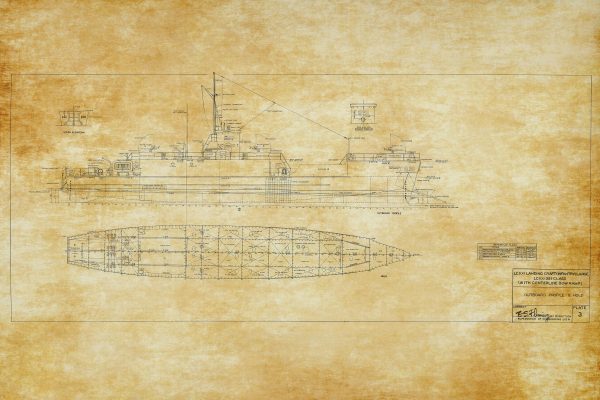 Navy Landing Craft Infantry Blueprint Drawing - Navy Ship Blueprint, LCI Blueprint, Old Ship Blueprint, Navy Ship Poster, Warship Blueprint