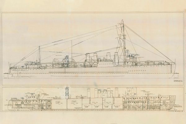 USS Doyen Blueprint Drawing - Navy Ship Blueprint, Battleship Blueprint, Old Ship Blueprint, Navy Ship Poster, Warship Blueprint, WW I