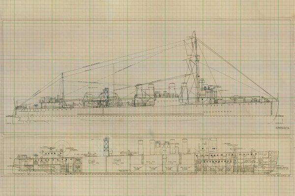 USS Doyen Blueprint Drawing - Navy Ship Blueprint, Battleship Blueprint, Old Ship Blueprint, Navy Ship Poster, Warship Blueprint, WW I