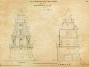 Southwest Ledge Lighthouse Blueprint – John Shoal Light, Connecticut Lighthouse, Lighthouse Print, Maritime Poster Décor, Lighthouse Poster